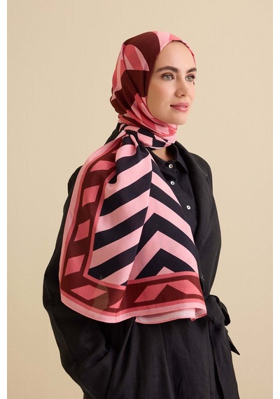 Imannoor Çizgi Noor Haki Floş Viskon Şal 72x212 Haki