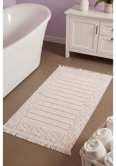 Aflora Lila %100 Pamuk Ayak Havlusu - 60x130 Cm Beyaz
