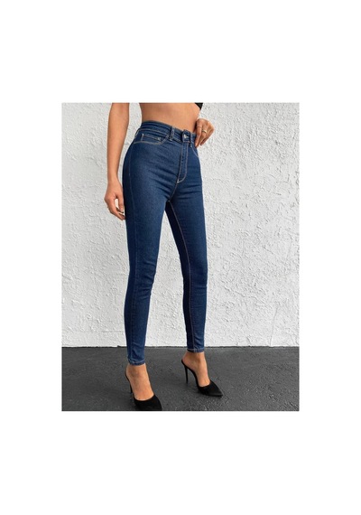 Kene Jeans Rahat Kalıp Lacivert Dar Paça Cepsiz Skinny Fit Jeans Lacivert