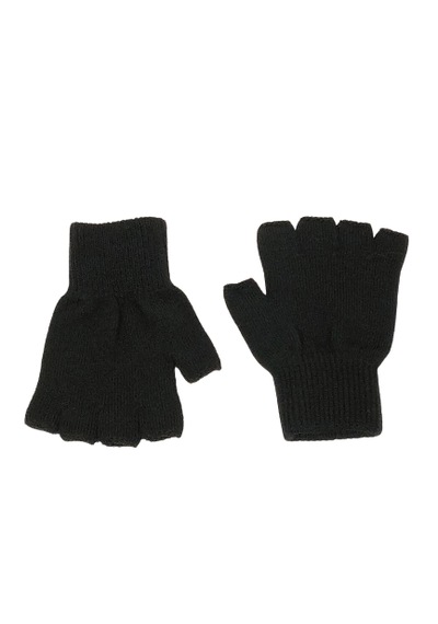 Axe Sportswear Unisex Çocuk Siyah Parmaksız Kışlık Örme Triko Eldiven 9 - 15 Yaş