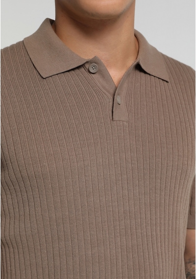 Colin's Colins Regular Fit Polo Yaka Jakarlı Erkek Kahverengi Kısa Kol Kazak Cl1082368 Q1.v2 Tpe Gri