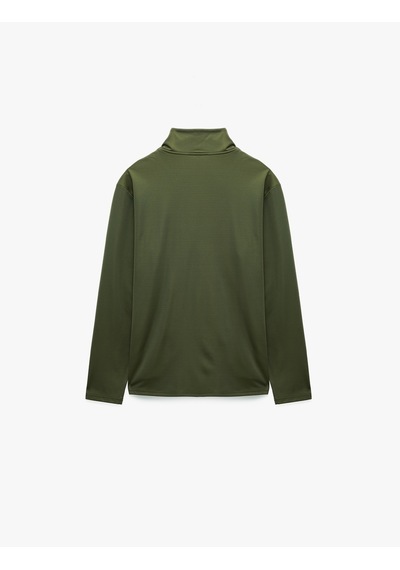 Koton Regular Fit Uzun Kollu Dik Yaka Yarım Fermuarlı Spor Sweatshirt Haki 7wam70020nk