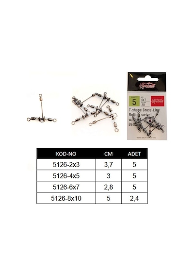 Captain 5126 Üçlü Uzun T Fırdöndü 5li Paket Black Nikel 8x10