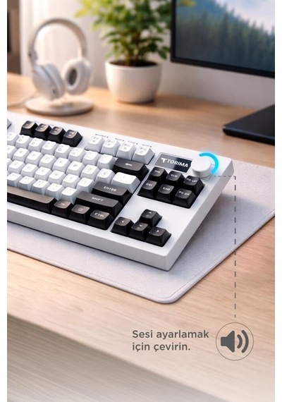 Yazı Aleti Renkli Bağlantılı Kablolu Klavye Rgb Işıklı Sessiz Q Klavye Tk12 Siyah Beyaz