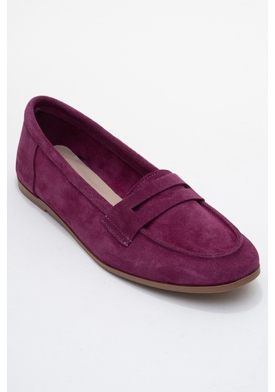 Luvishoes Luvi Shoes F02 Mor Süet Hakiki Deri Kadın Loafer Ayakkabı Mor