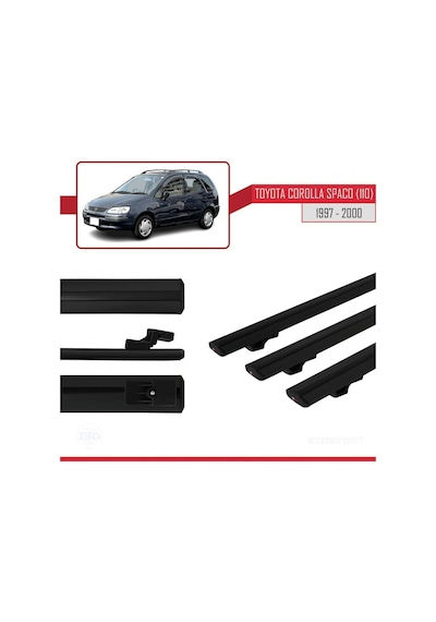 Toyota Corolla Spacio E110 1997-2000 Arası İle Uyumlu Basic Model Ara Atkı Tavan Barı Siyah 3 Adet