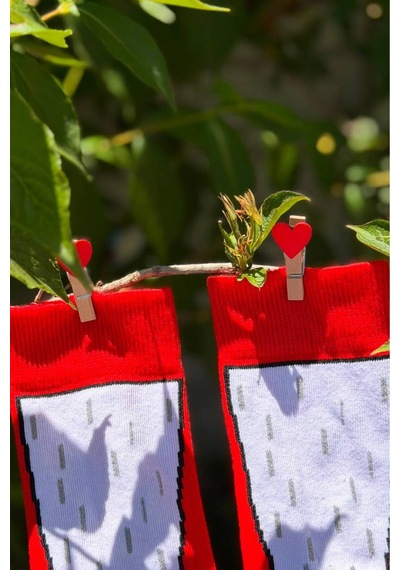 Lousocks Unisex Horoz Ayağı Renkli Soket Çorap Kırmızı