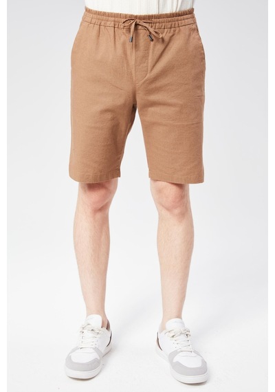 Braccas Erkek Beli Lastikli Bağcıklı Pamuk Keten Karışımlı Slim Fit Jogger Şort Vizon Vizon Braccas Erkek Beli Lastikli Bağcıklı Pamuk Keten Karışımlı Slim Fit Jogger Şort Vizon Vizon