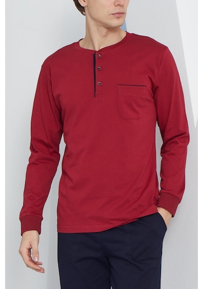 Kly Erkek Uzun Kol Midi Yaka Bordo Pijama Takımı C9t2n4o4 001