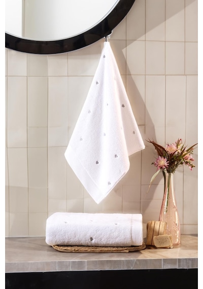 Varol Love Serisi Nakışlı Micro Cotton Banyo Havlu Seti Gri-standart gri
