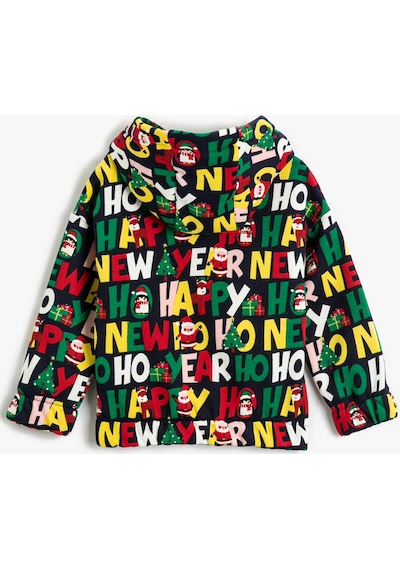Koton Kapşonlu Sweatshirt Yılbaşı Temalı Noel Baba Baskılı Manşetleri Ve Beli Lastikli Lacivert Desenli 3wmb10380tk 3WMB10380TK7D1 Lacivert