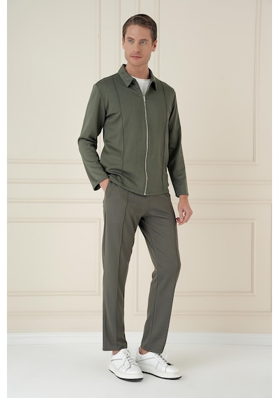 Efor Slim Fit Fermuarlı Yan Cep Mevsimlik Casual Haki Mont Mt 174 Haki