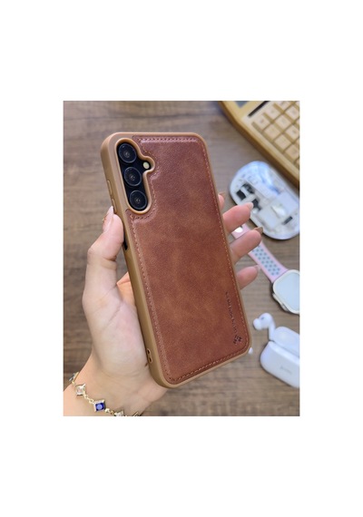 Samsung Galaxy S25 Uyumlu Premium Deri Dokulu Darbelere Karşı Dayanıklı Nazal Silikon Kılıf Kahverengi Samsung Galaxy S25 Uyumlu Premium Deri Dokulu Darbelere Karşı Dayanıklı Nazal Silikon Kılıf Kahverengi