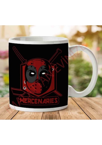 Mercenaries Deadpool Ice Hockey Iki Tarafı Baskılı Kupa Bardak Çok Renkli