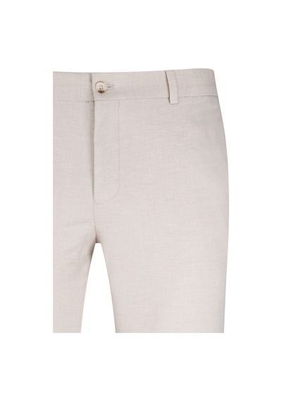 Hatemoğlu Bej Regular Fit Yandan Cepli Keten Pantolon