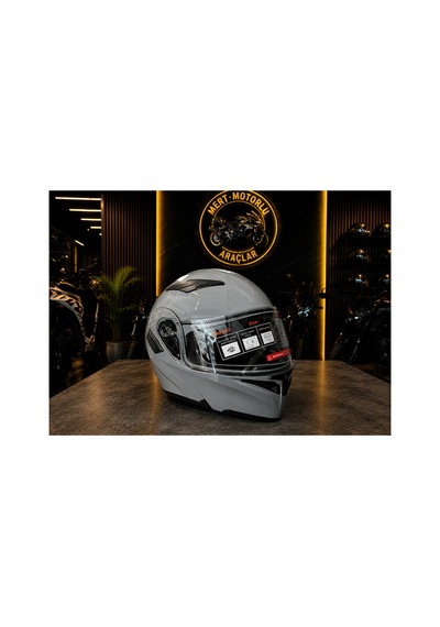 Jk 902 Cement Grey Colour Çene Açılır Motosiklet Kaskı Gri