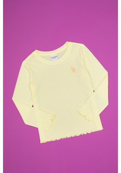 U.S. Polo Assn. Kız Çocuk Sarı Bisiklet Yaka Basic Sweatshirt 50317908-VR044