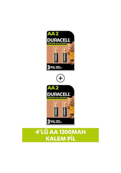 Duracell Şarj Edilebilir 1300 mAh Basic AA Pil Seti 4 Adet