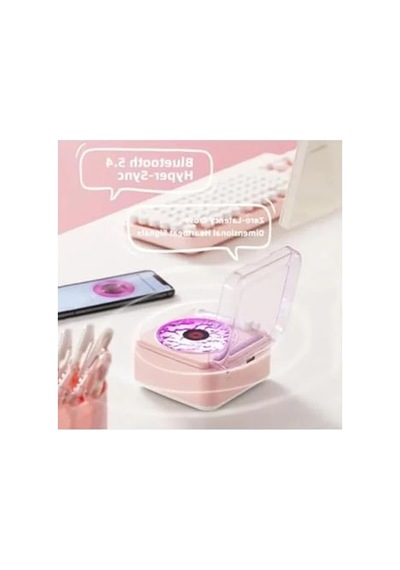 Nostaljik Mini Plak Görünümlü Bluetooth Hoparlör, Pembe