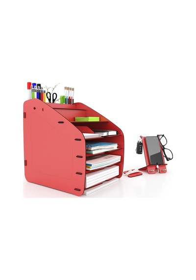Design Otto Fx Large Modest 6 Renk A4 Evrak Rafı Masaüstü Organizer Kırmızı - 74202719 Kırmızı