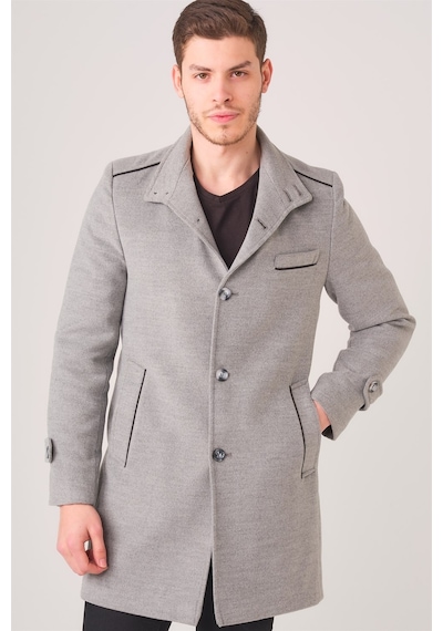 Plt8391 Dewberry Erkek Palto-Gri-Gri