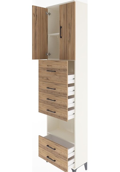 Arges Dolap 3 Raflı 6 Çekmeceli 2 Kapaklı 60x30x243 Aytaşı-çam Aytaşı
