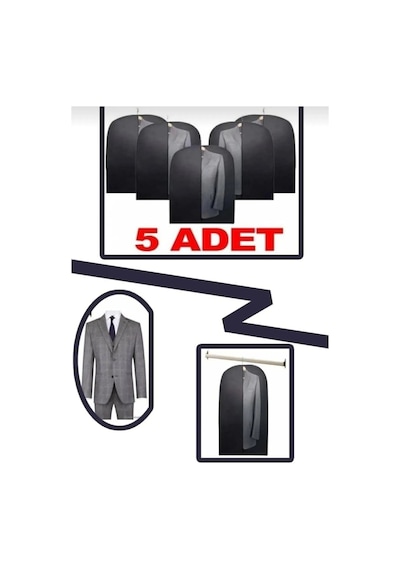 Serstil 5 Adet - Siyah Takım Elbise Kılıfı-gamboç