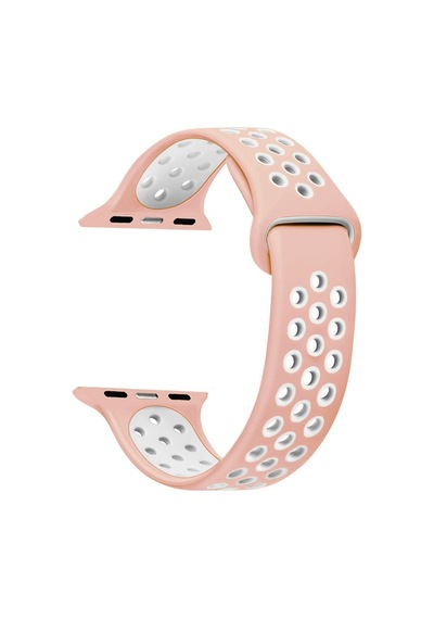 Microsonic Apple Uyumlu  Watch 6 44Mm Sport Band Kordon Pembe Beyaz