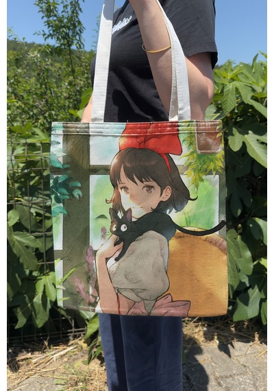 Zipzap Kiki's Delivery Service V4 Yazlık Kışlık Çift Taraflı Kanvas Baskı Bez Çanta Anime Çantası