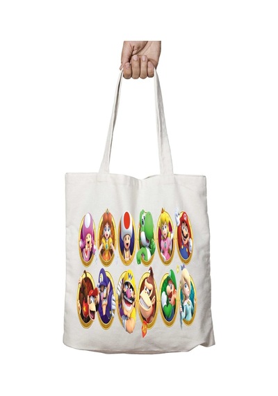 Art Hediye Mario Party Star Rush Karakterler İki Taraf Kalıcı Yıkanabilir Okul Plaj Omuz Bez Çanta Çok Renkli