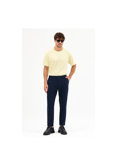 Goffra Erkek Streç Kumaş Relaxed Beli Lastikli Pantolon Lacivert