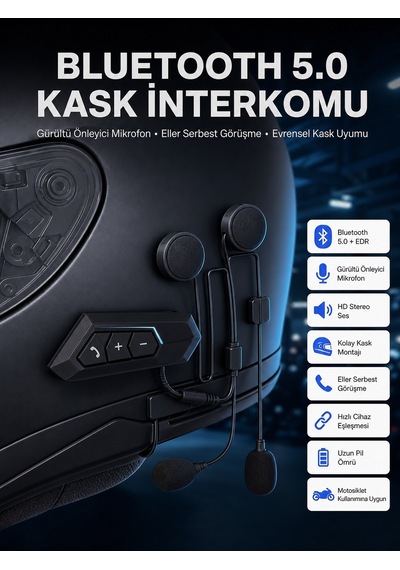 Intercom Bluetooth Kask Kulaklık Motosiklet Kulaklık 5.0 Bluetooth 26721640