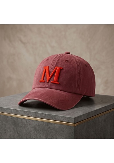 Bk Gift Kişiye Özel Harf Nakışlı Vintage Bordo Beyzbol Şapkası Unisex Eskitme Kumaş Metal Tokalı