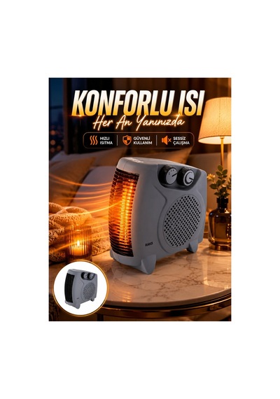 Fanlı Oda Isıtıcısı Termostat Kontrollü Soğuk Hava Üfleme Modu Yeni Nesil - Hs08375970-9835 Renkli