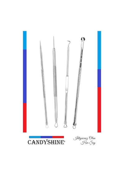 Candyshine Paslanmaz Çelik Sivilce Akne ve Siyah Nokta Temizleme Komedon Seti 4'lü