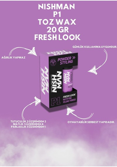 Saç Şekillendirici Toz Wax P1 Fresh Look / Oynanabilir Yapı / Kalıcı Saç Parfümü Içerikli - 20 Gr