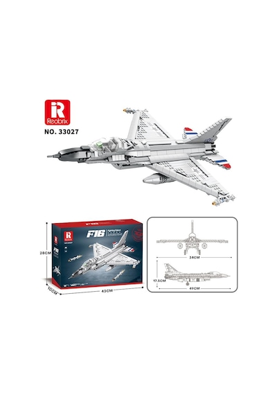 Reobrix 33027 F-16 Jet Uçak Yaratıcı Yapı Blok Seti Building Blocks F-16 Fighting Falcon -1427parça