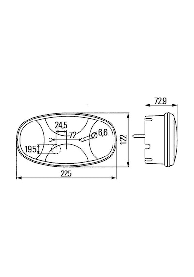 Hella Stop Lambası Oval 5-Fonksiyon Soketsiz 225X122 Sağ N11.5924