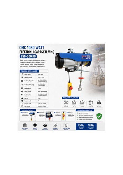 Cmc 1050 Watt Elektrikli Caraskal Vinç 250-500 Kg