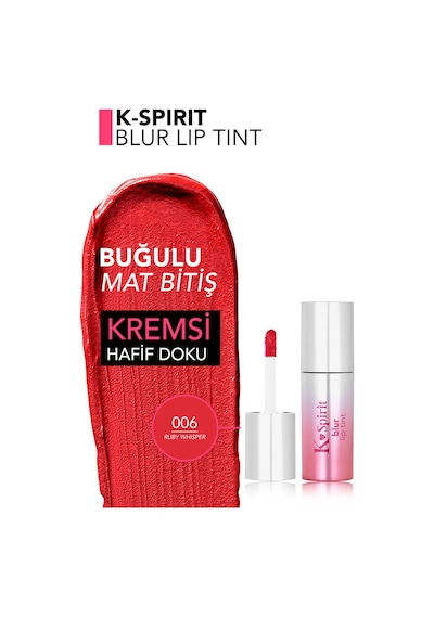 Flormar K-spirit Blur Lip Tint Blur Efektli & Nemlendirici Uzun Süre Kalıcı Ruj 006rubywhısper