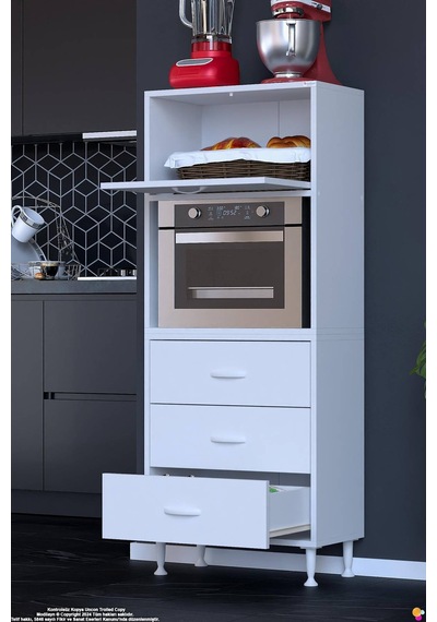 Nola 55 Cm Fırın Dolabı Üstü Kapaklı 3 Çekmeceli Çok Amaçlı Mutfak Kiler Banyo Dolabı 55x150x32 Cm Beyaz Nola 55 Cm Fırın Dolabı Üstü Kapaklı 3 Çekmeceli Çok Amaçlı Mutfak Kiler Banyo Dolabı 55x150x32 Cm Beyaz