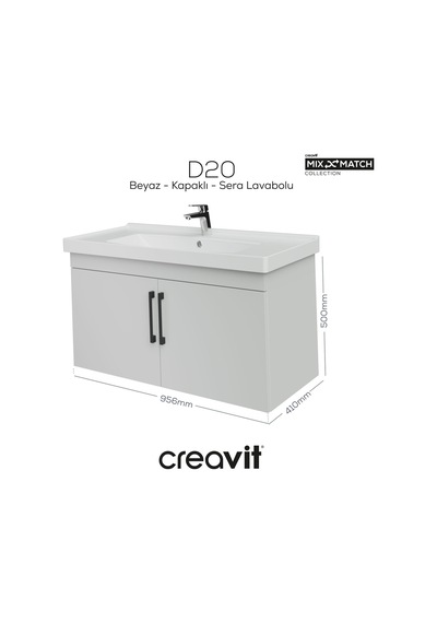 Creavit D20 100 Cm Kapaklı Lavabo Dolabı Beyaz Melamin Kapak Beyaz Creavit D20 100 Cm Kapaklı Lavabo Dolabı Beyaz Melamin Kapak Beyaz