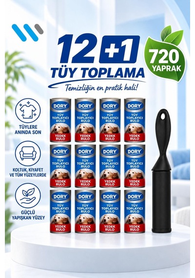 Dory Tüy Toplayıcı Rulo + 12 Adet Yedek Rulo
