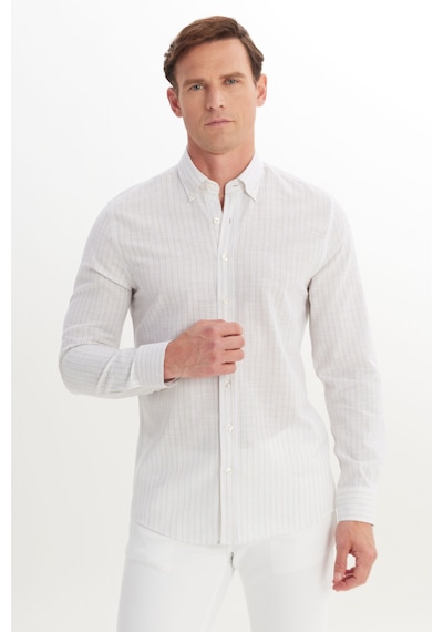 AC&Co / Altınyıldız Classics Erkek Bej %100 Pamuk Slim Fit Dar Kesim Düğmeli Gömlek Yaka Armürlü Gömlek Bej AC&Co / Altınyıldız Classics Erkek Bej %100 Pamuk Slim Fit Dar Kesim Düğmeli Gömlek Yaka Armürlü Gömlek Bej