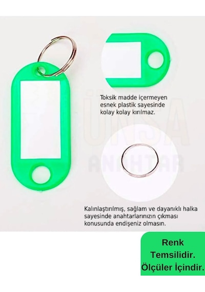 Plastik Anahtarlık Etiket Kimlik Isimlik Yazı Yazmalık Emlakçı Anahtarlığı Sarı Renkli 100 Adet