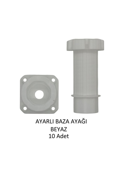 Ayarlanabilir Plastik Baza Ayağı 10-15 Cm, Beyaz, Çok Amaçlı Dolap Ayağı 10 Adet Beyaz