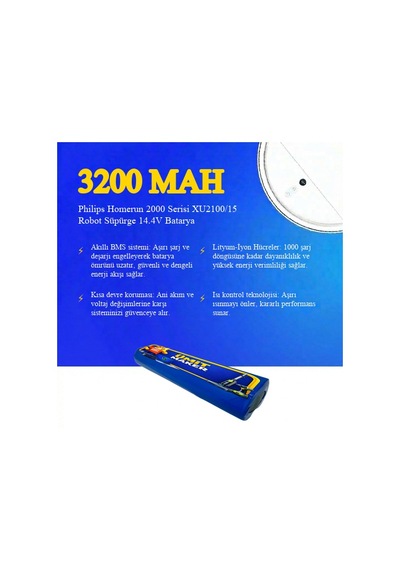 Philips Homerun 2000 Serisi Xu2100/15 Robot Süpürge 3200 Mah Batarya