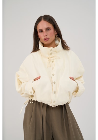 Mai Collection Liora Düğmeli Bomber Ekru Ceket