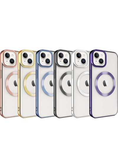 Apple Uyumlu iPhone 14 Plus Magsafe Wireless Şarj Özellikli Csm Zore Setro Silikon-lila
