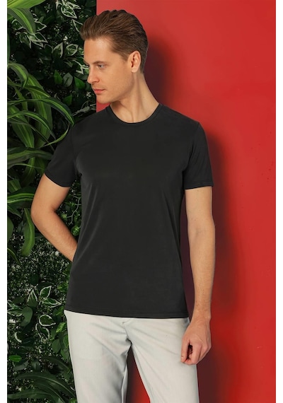 Efor Slim Fit Bisiklet Yaka %100 Pamuk Antrasit Tişört Ts 878 Antrasit